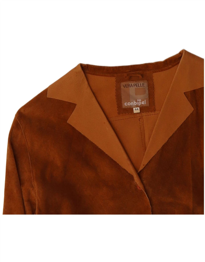CONBIPEL Womens Suede Jacket IT 44 Medium Brown Leather
