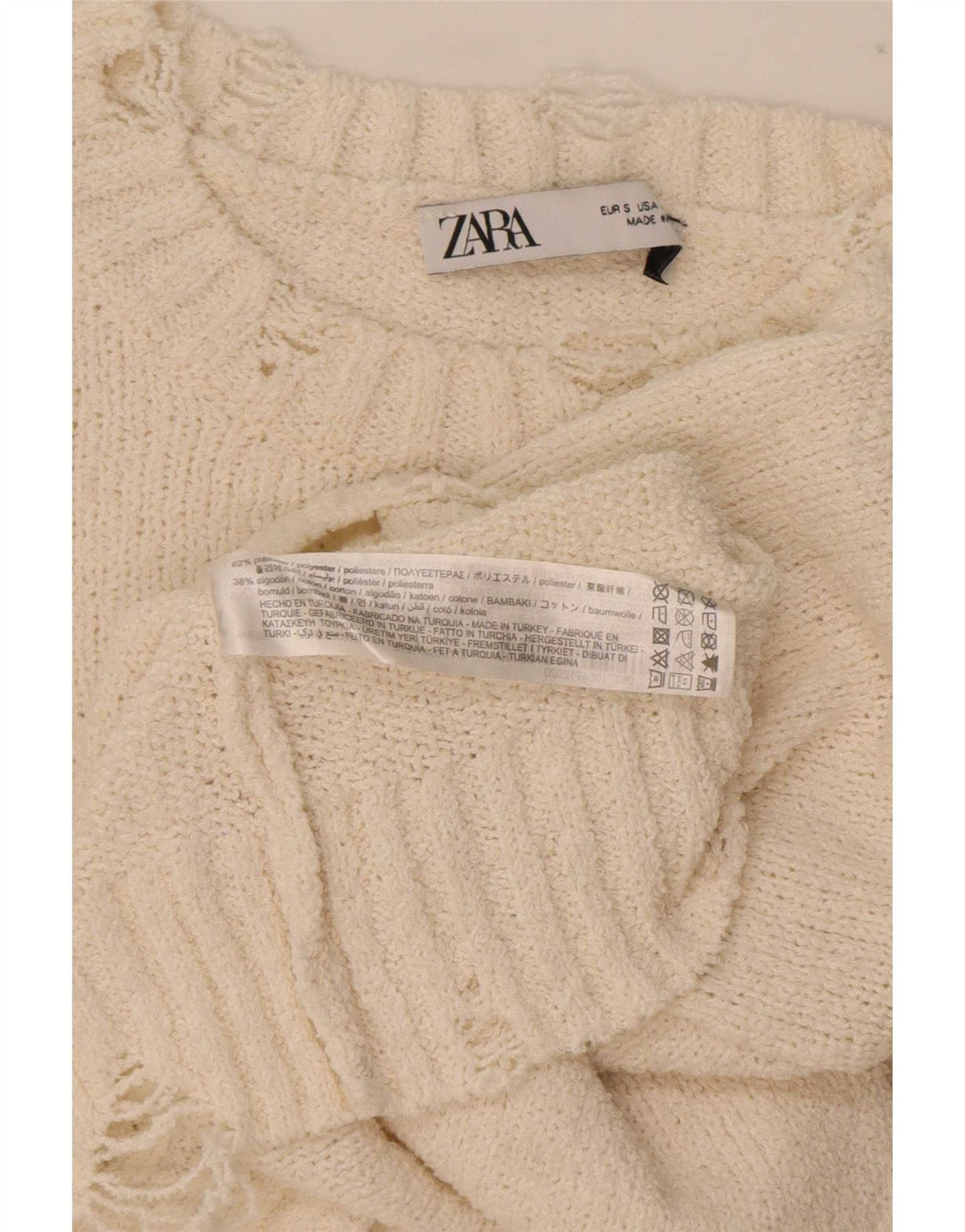 Damski sweter oversize Zara Bolero UK 10, mały, złamany biały poliester