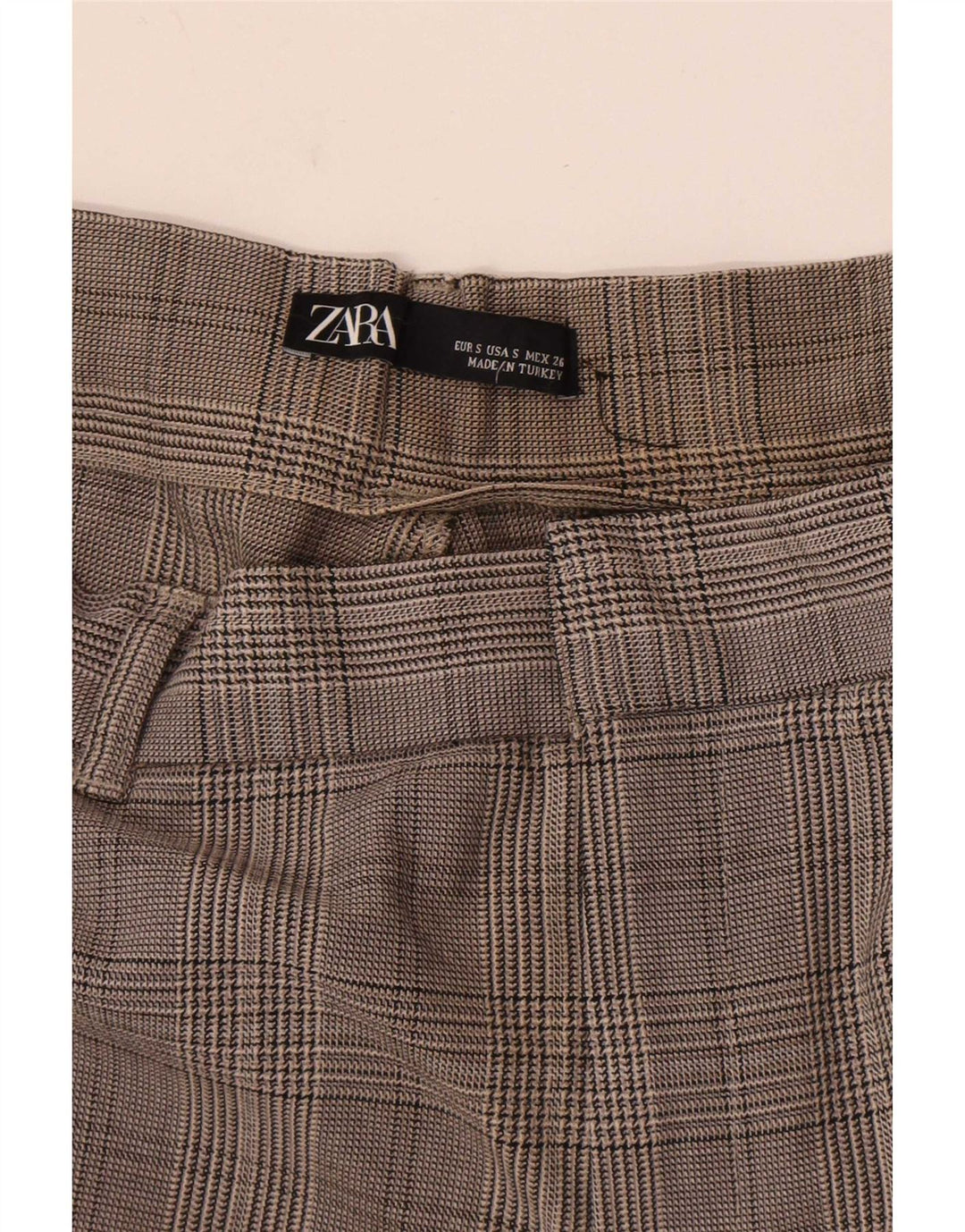 Spodnie damskie Zara Slim Chino, małe W26 L25, szara krata