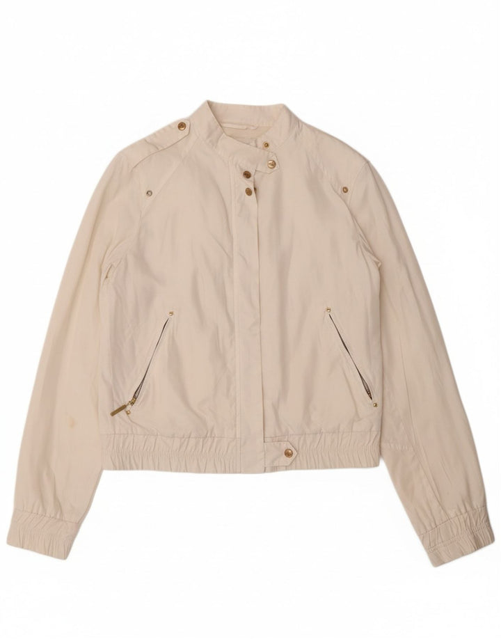 GAS Womens Military Bomber Jacket IT 46 Large Off White Polyester