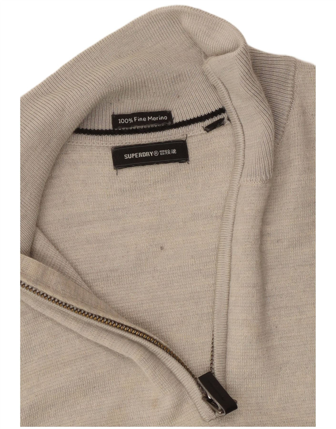 SUPERDRY Męski sweter zapinany na zamek XS, szara wełna