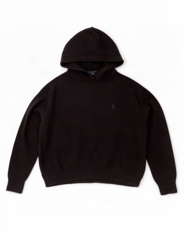 Damski sweter z kapturem Polo Ralph Lauren, UK 14, średnia czarna wełna