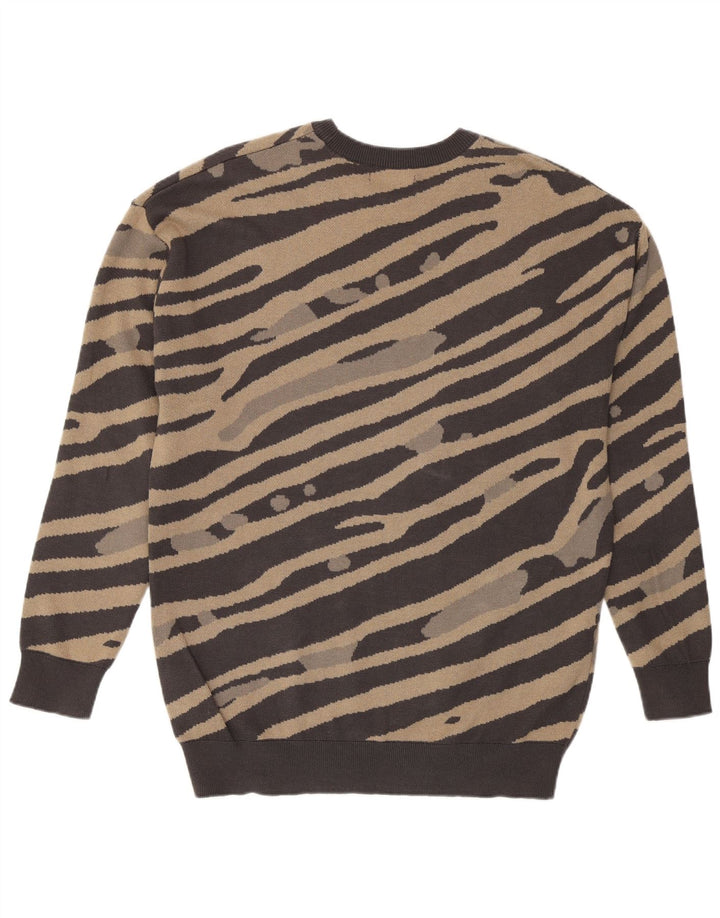 Męski sweter Zara, mały, brązowy, bawełniany w paski