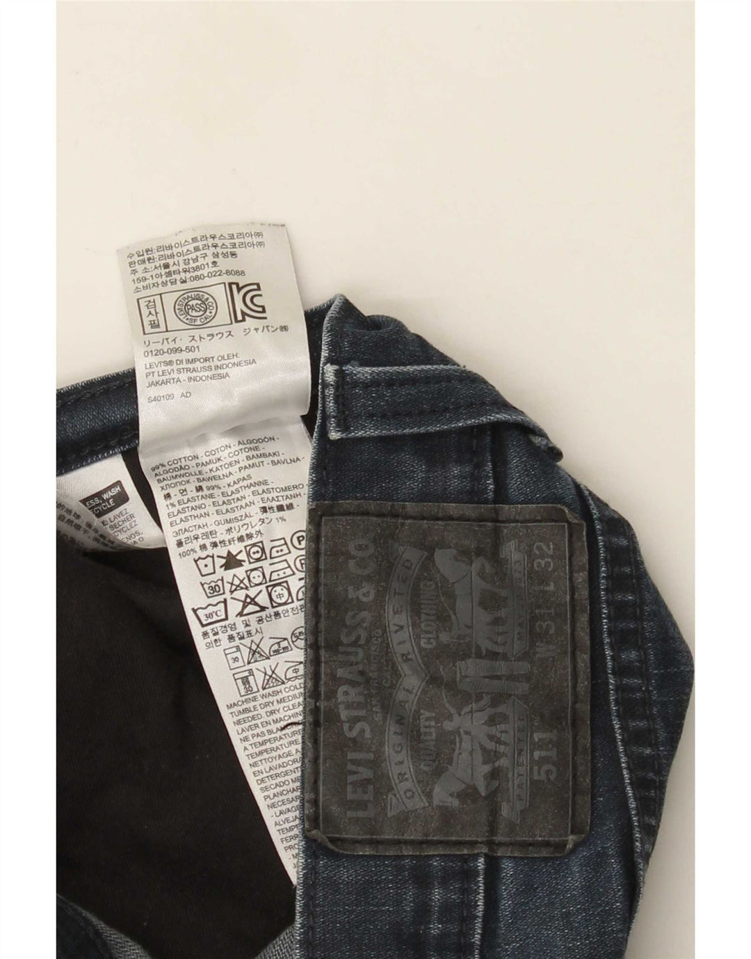 Męskie jeansy Levi's 511 Slim W31 L32 Granatowa bawełna