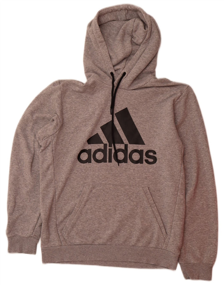 ADIDAS Mens Graphic Hoodie Jumper Medium Grey Cotton