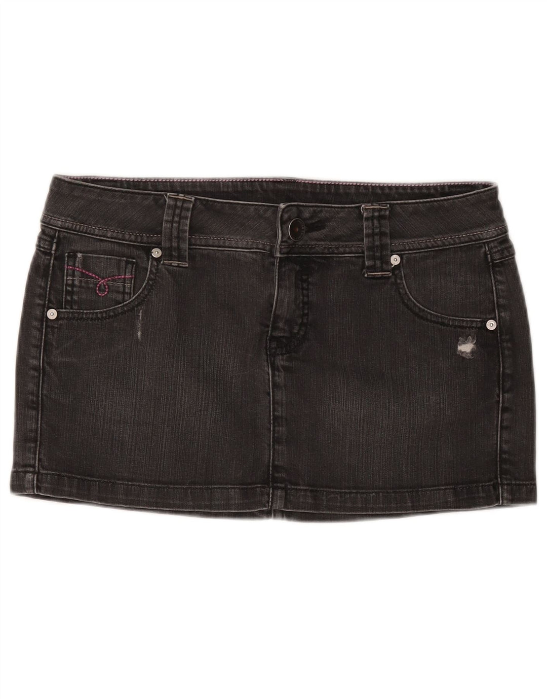 BENETTON Damska spódnica jeansowa w trudnej sytuacji IT 44 Medium W30 Szara bawełna
