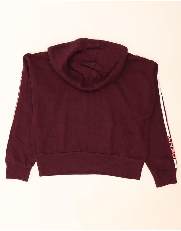 Damski sweter oversize z kapturem Dkny, UK 14, średnia, bordowa bawełna