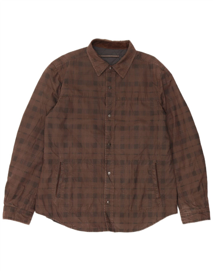Dwustronna koszula męska Massimo Dutti, 2XL, brązowa, nylonowa kratka