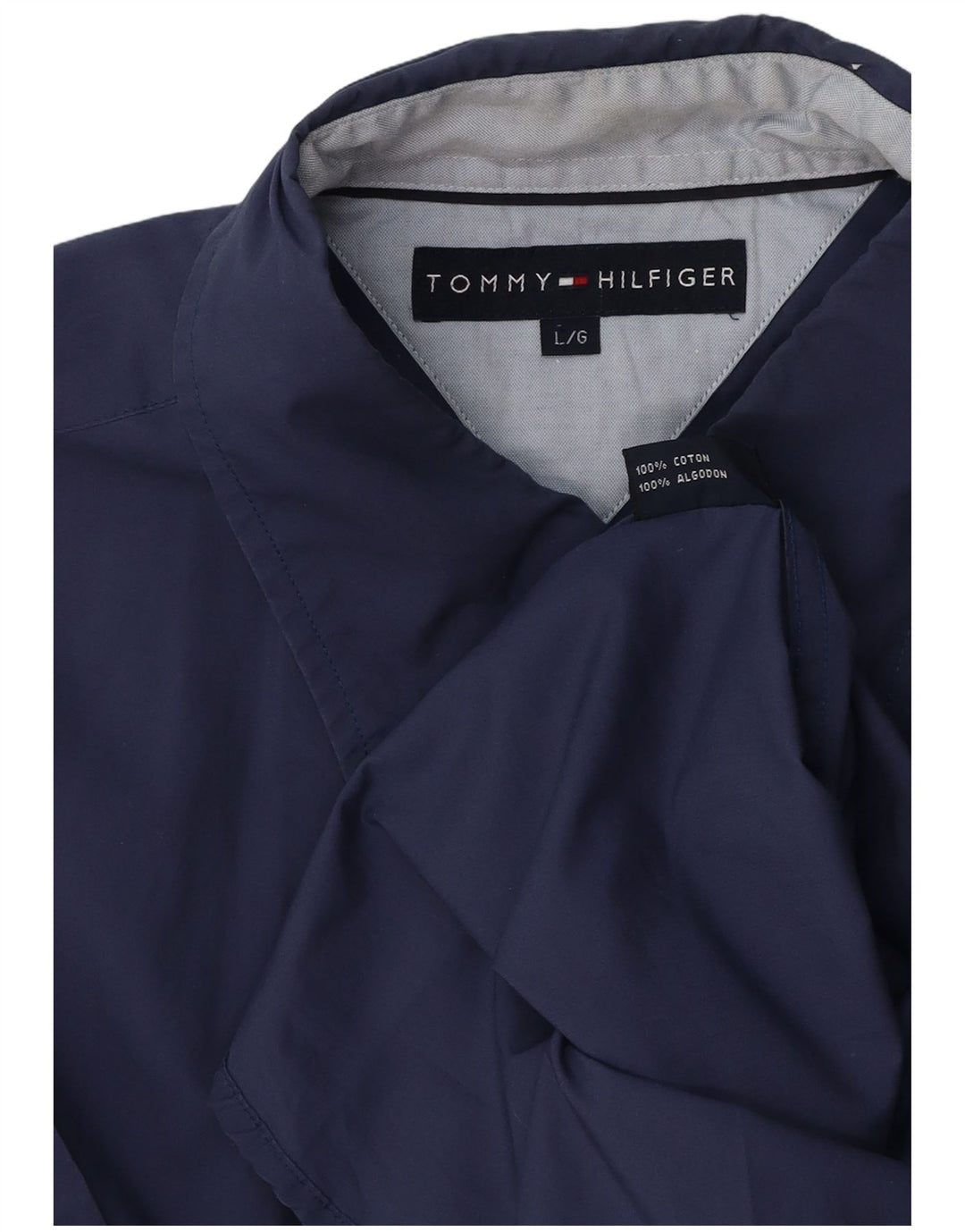 TOMMY HILFIGER Mens Short Sleeve Shirt Large Navy Blue Cotton