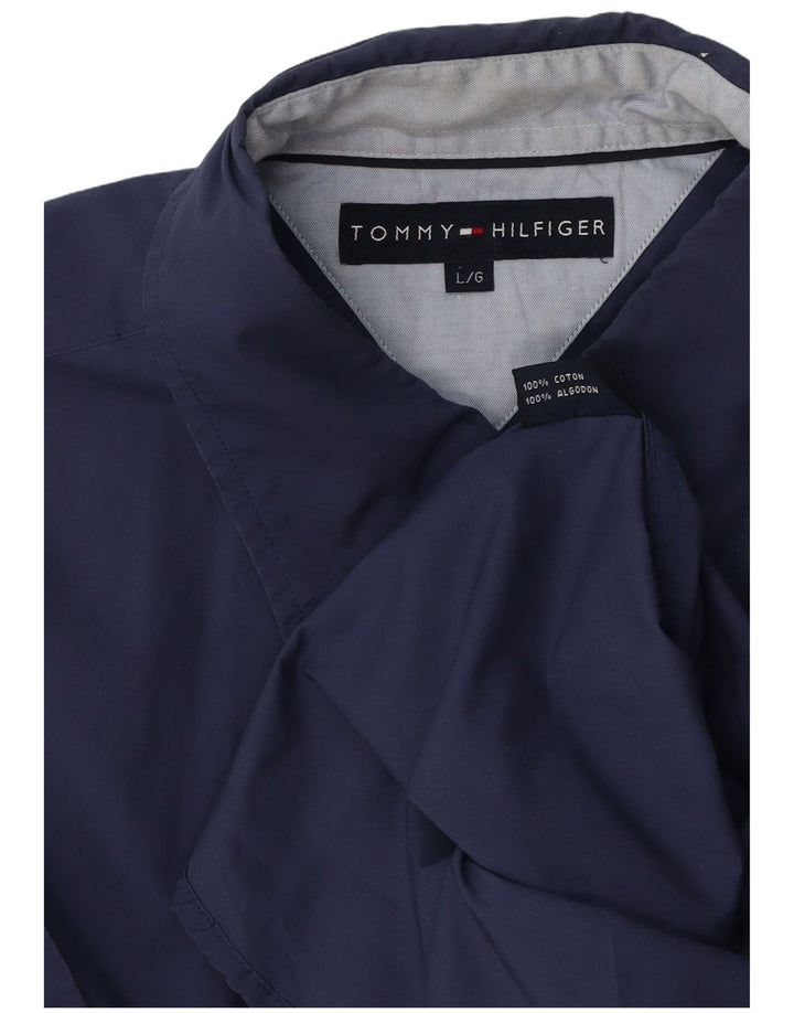 TOMMY HILFIGER Mens Short Sleeve Shirt Large Navy Blue Cotton