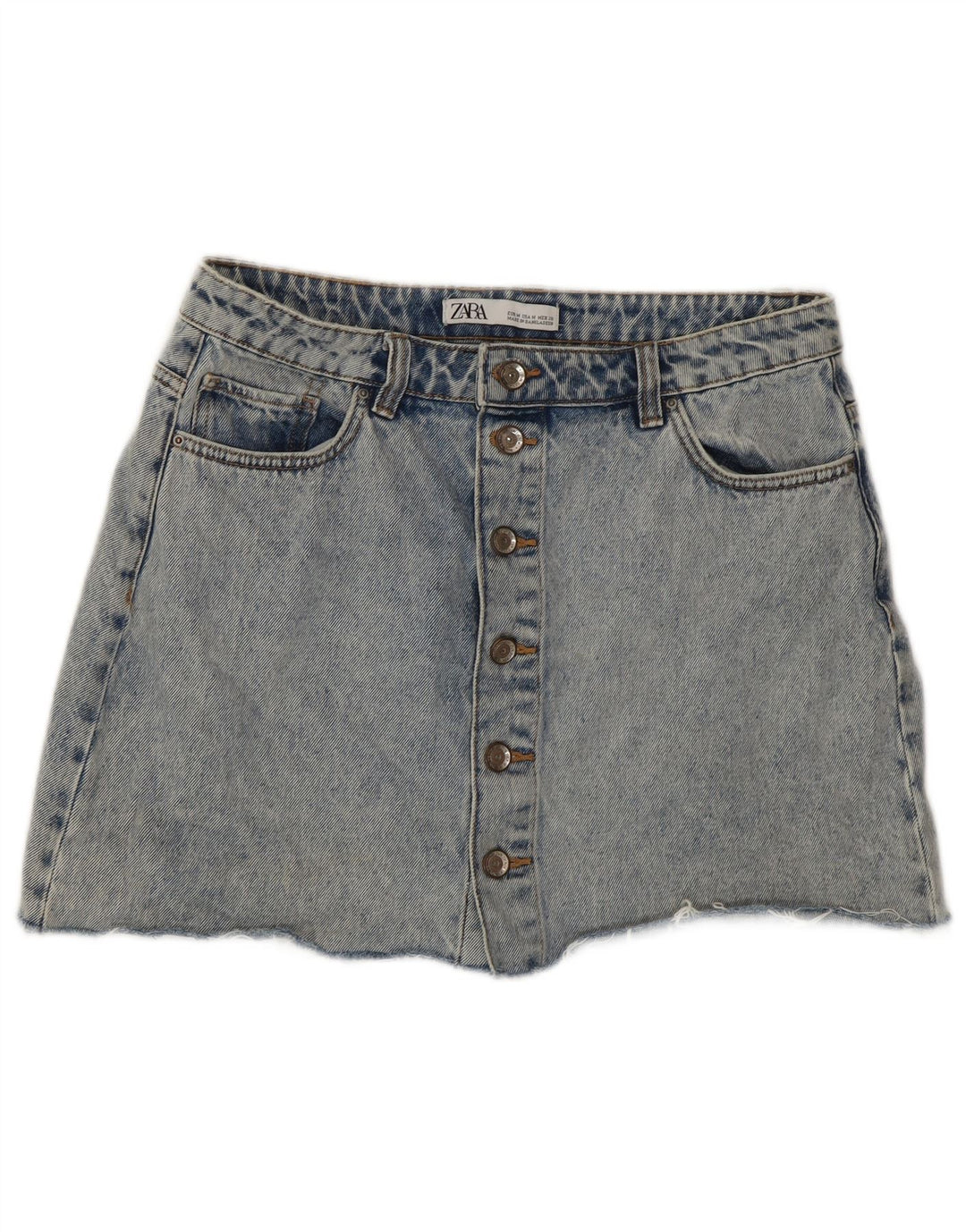 Spódnica dżinsowa damska Zara Acid Wash Mini, średnia W28, niebieska