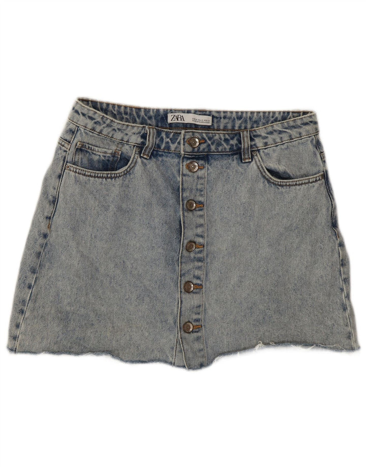 Spódnica dżinsowa damska Zara Acid Wash Mini, średnia W28, niebieska