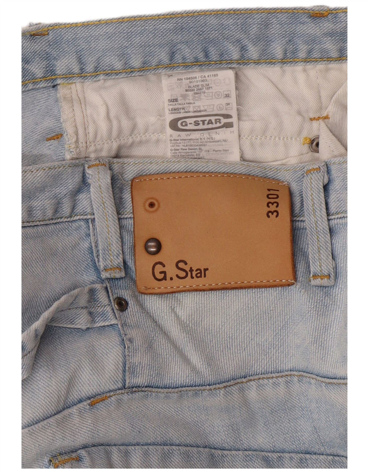 G-STAR Męskie 3301 Slim Jeans W32 L34 Niebieska bawełna