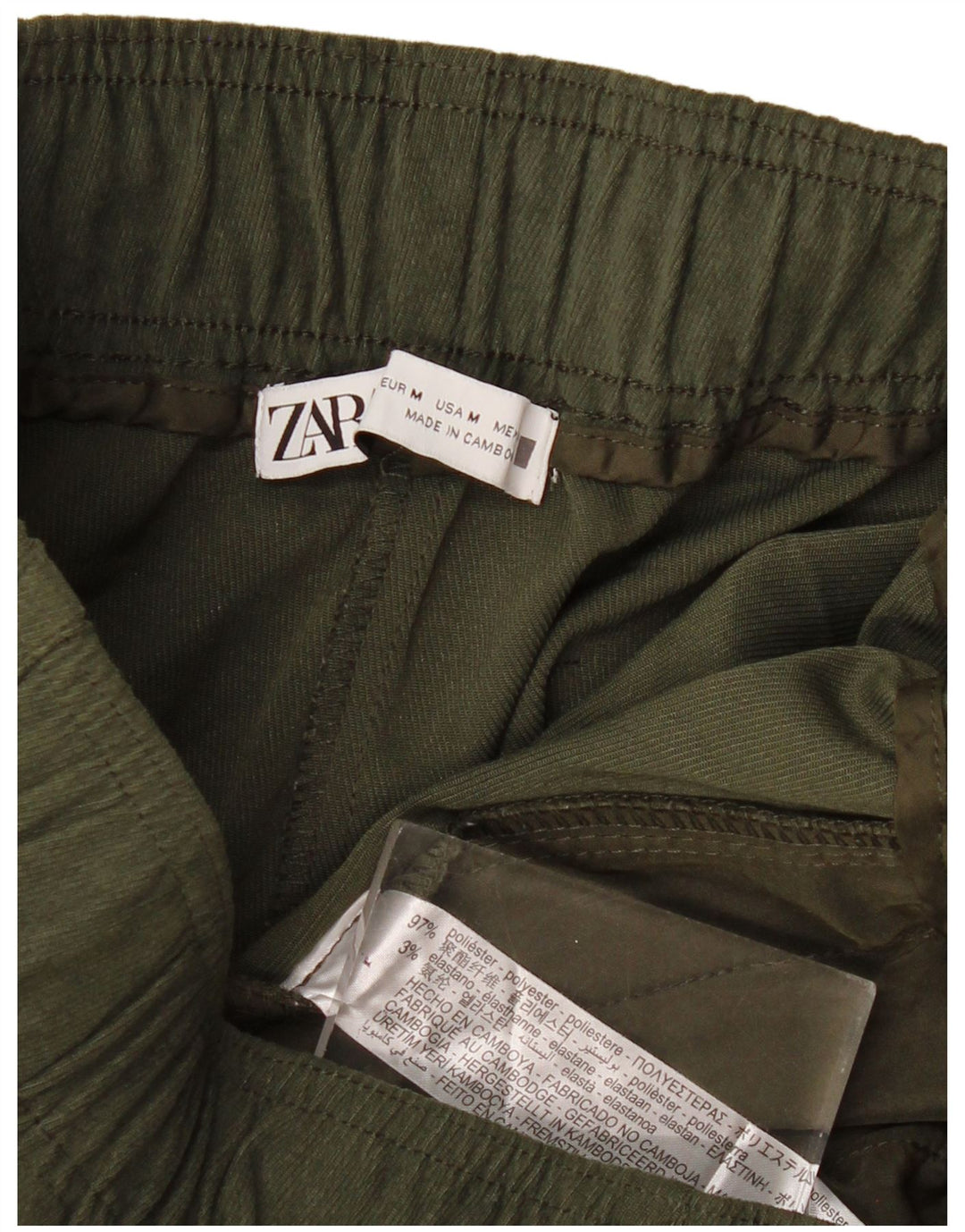 Damskie spodnie dresowe Zara o krótkim kroju, średnie W28 L25 Khaki, poliester