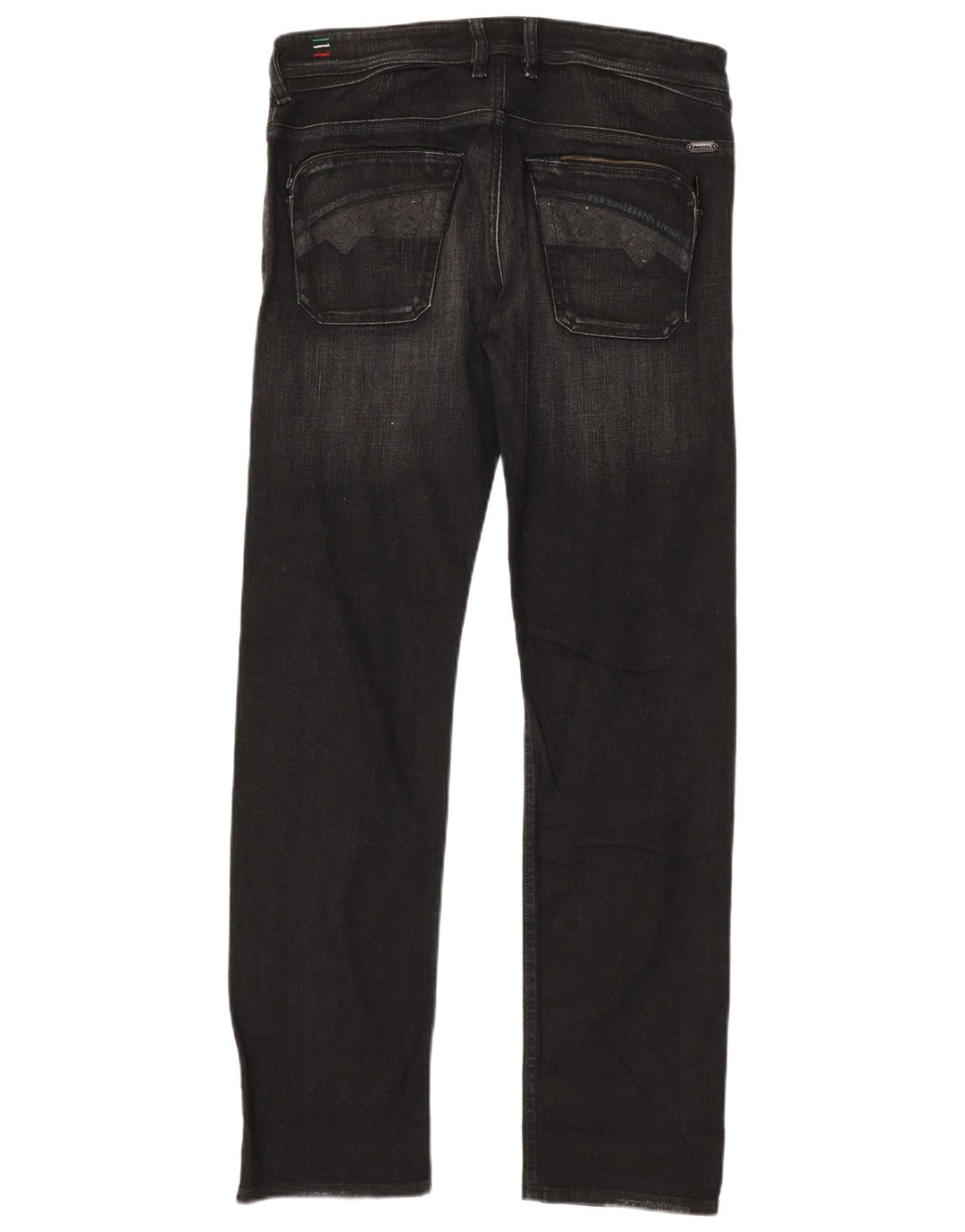 Diesel Męskie Poiak Straight Jeans W32 L34 Czarna bawełna