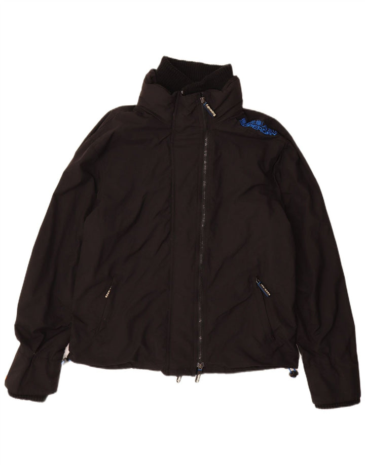 SUPERDRY Damska kurtka przeciwdeszczowa The Windcheater Graphic UK 20 2XL z czarnego nylonu