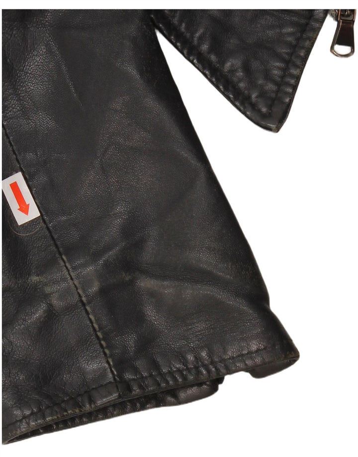 IMPERIAL Womens Asymmetric Leather Jacket UK 14 Large Black Leather