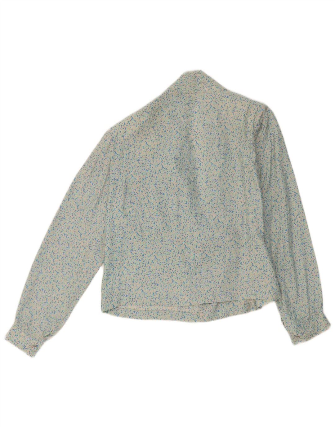 VINTAGE Womens Shirt Blouse UK 14 Large Turquoise Spotted