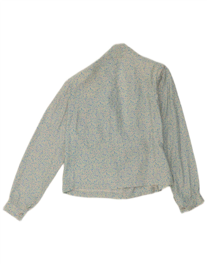 VINTAGE Womens Shirt Blouse UK 14 Large Turquoise Spotted