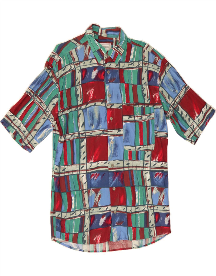 VINTAGE Mens Short Sleeve Shirt Medium Multicoloured Patchwork Vintage Vintage and Second-Hand Vintage from Messina Hembry 