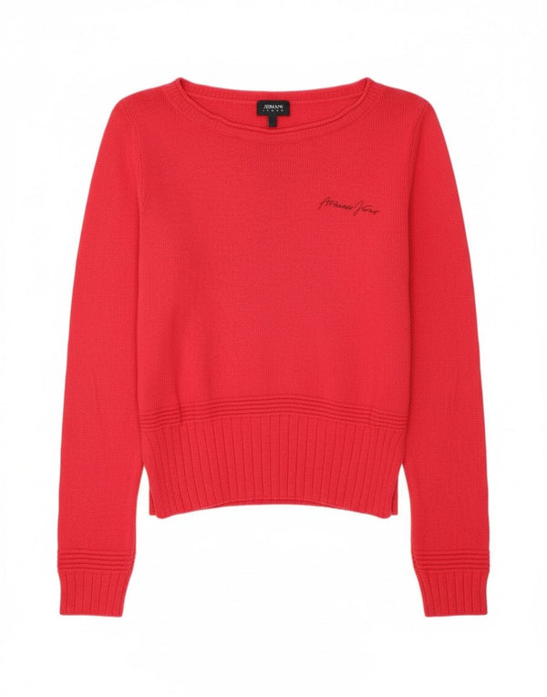 Damski sweter z krótkim rękawem Armani Jeans, z dekoltem w łódkę, UK 14, średni róż