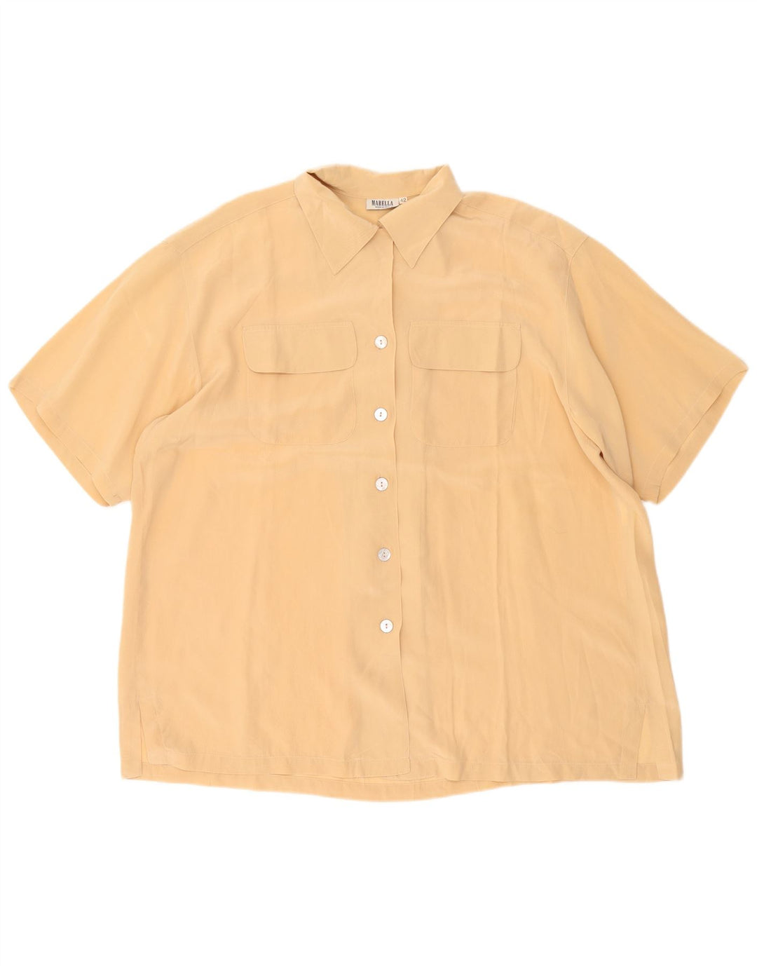 Damska bluzka koszulowa oversize z krótkim rękawem Marella IT 42 średni beż
