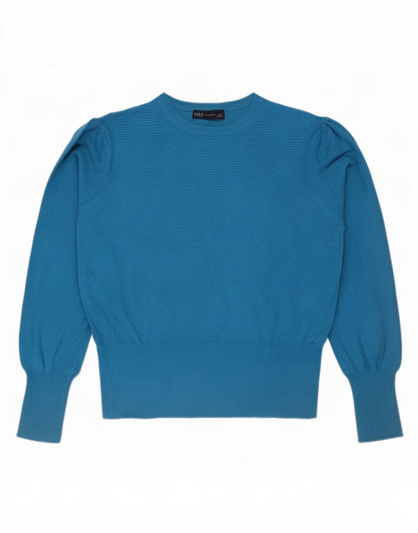 Marks & Spencer Damski sweter z okrągłym dekoltem UK 16, duży, niebieski wiskoza