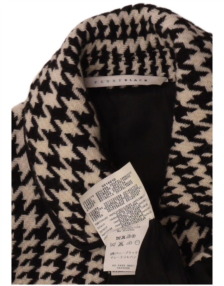 Penny Czarny damski płaszcz oversize UK 10 Small Black Wełniany pepitkę