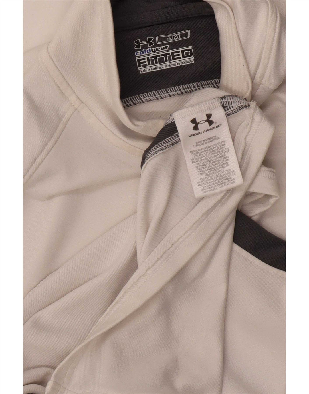 Męski top Under Armour Cold Gear z długim rękawem, mały, biały, w blokach kolorów