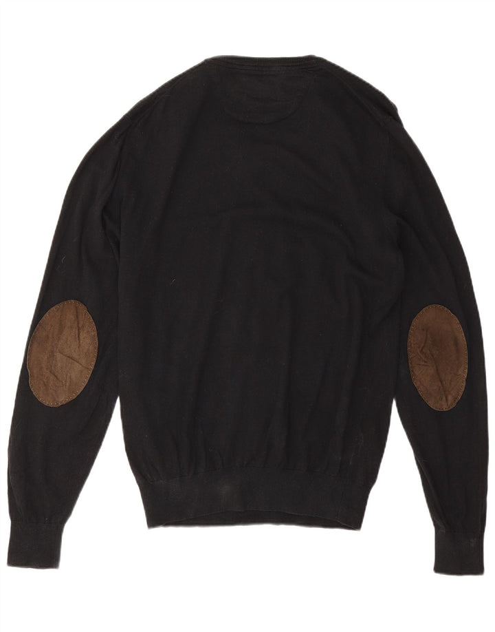 Męski sweter Massimo Dutti z dekoltem w kształcie litery V, XL, czarny, bawełniany