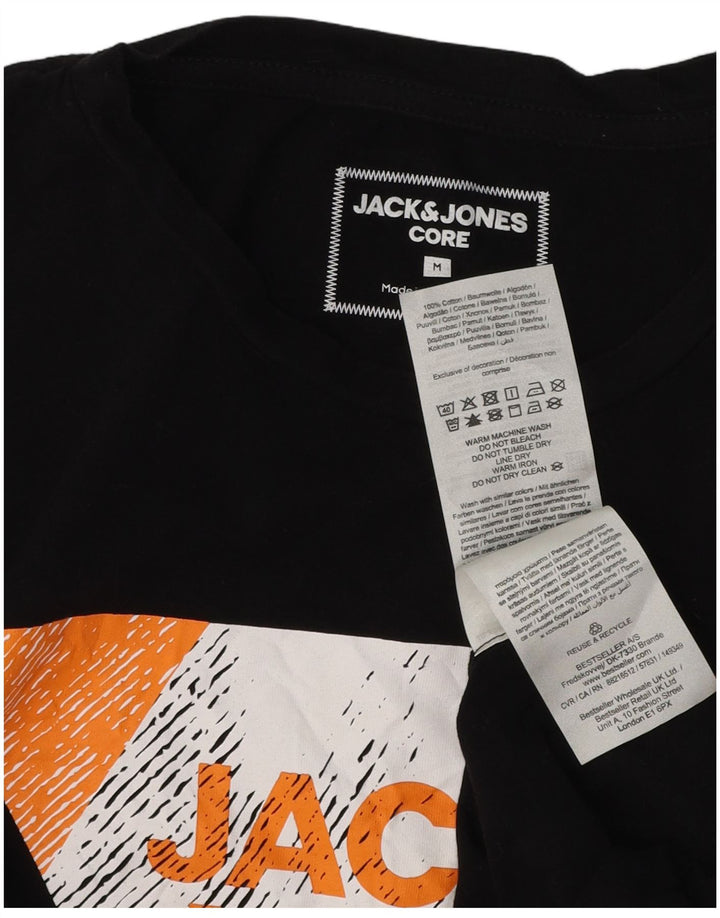 Męski T-shirt z grafiką JACK & JONES, średni czarny, bawełniany