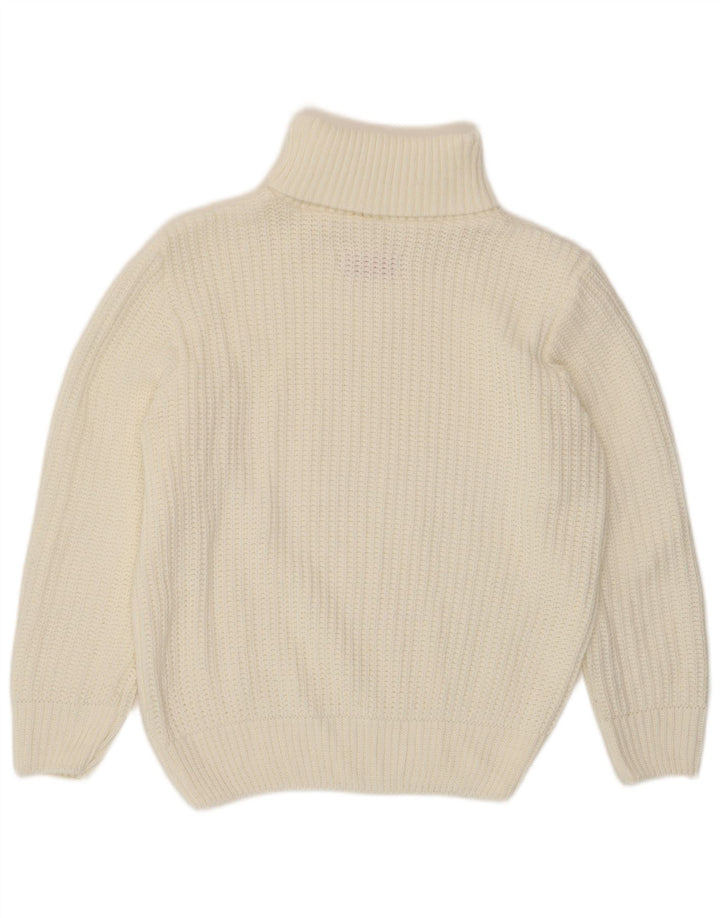 Sweter damski w stylu vintage z golfem UK 14, duży, biały, wiskoza