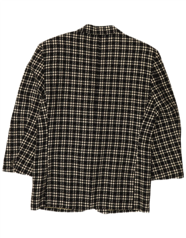 Męska marynarka zapinana na 3 guziki VINTAGE IT 48 Średnia czarna wełna w pepitkę