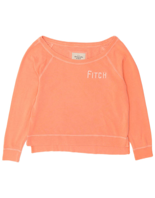 Damski sweter z grafiką Abercrombie & Fitch UK 16, duży, pomarańczowy