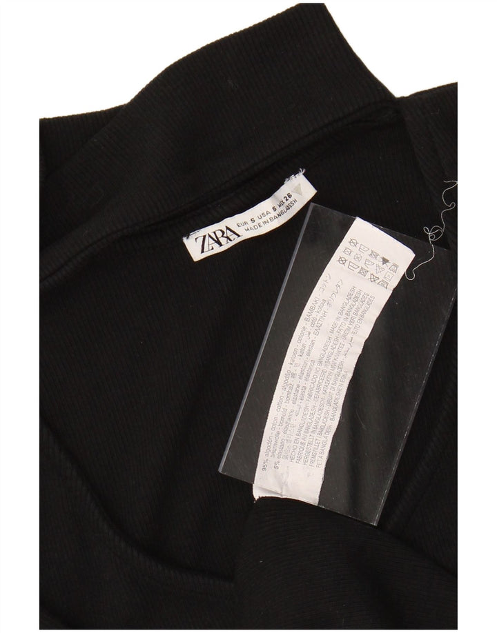 Damska obcisła sukienka z długim rękawem ZARA UK 8, mała, czarna, bawełniana