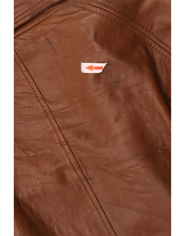 Vintage damski płaszcz skórzany IT 50 XL brązowy