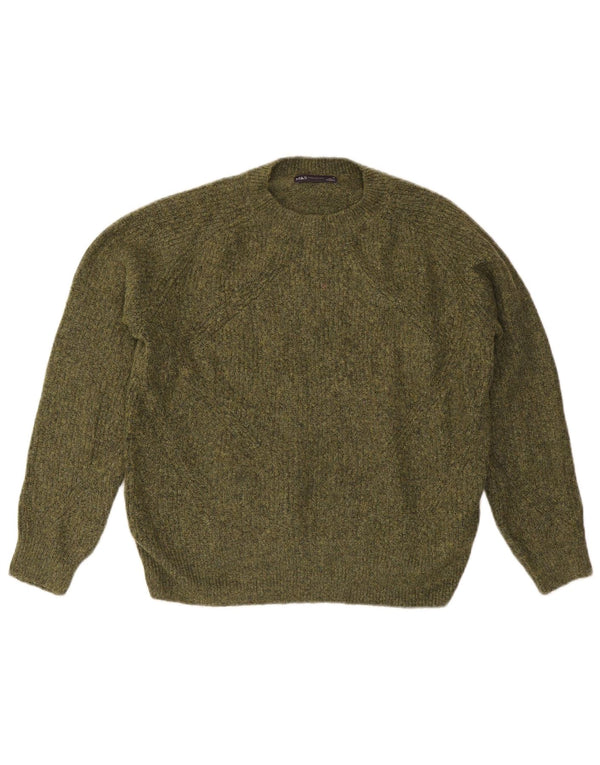 Marks & Spencer Damski sweter z okrągłym dekoltem, UK 14, średni khaki, akryl