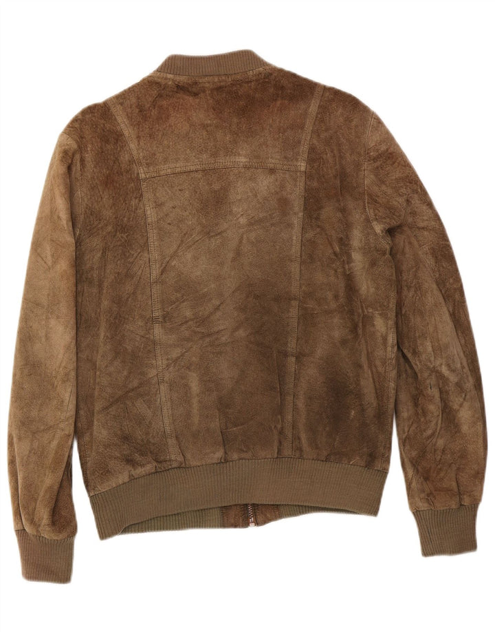 Damska zamszowa kurtka bomberka w stylu vintage IT 50 XL, skóra khaki
