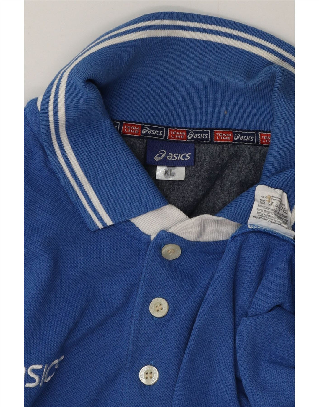 Męska koszulka polo z grafiką ASICS XL, niebieska, bawełniana
