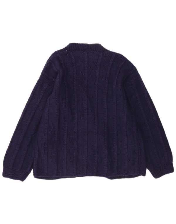 Sweter damski w stylu vintage, rozpinany, UK 16, duży, granatowy