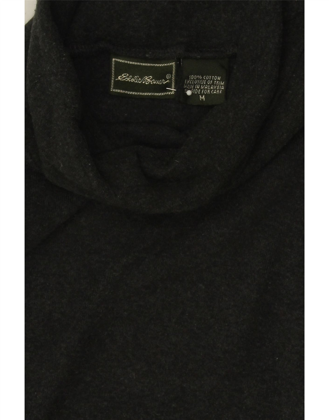 EDDIE BAUER Womens Roll Neck Jumper Sweater UK 14 Medium Grey Cotton Vintage Eddie Bauer and Second-Hand Eddie Bauer from Messina Hembry 
