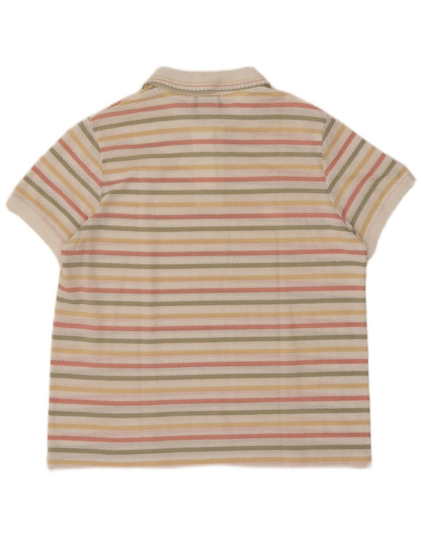 Sweter damski w stylu vintage, z dekoltem polo, UK 14, w średnie, wielokolorowe paski