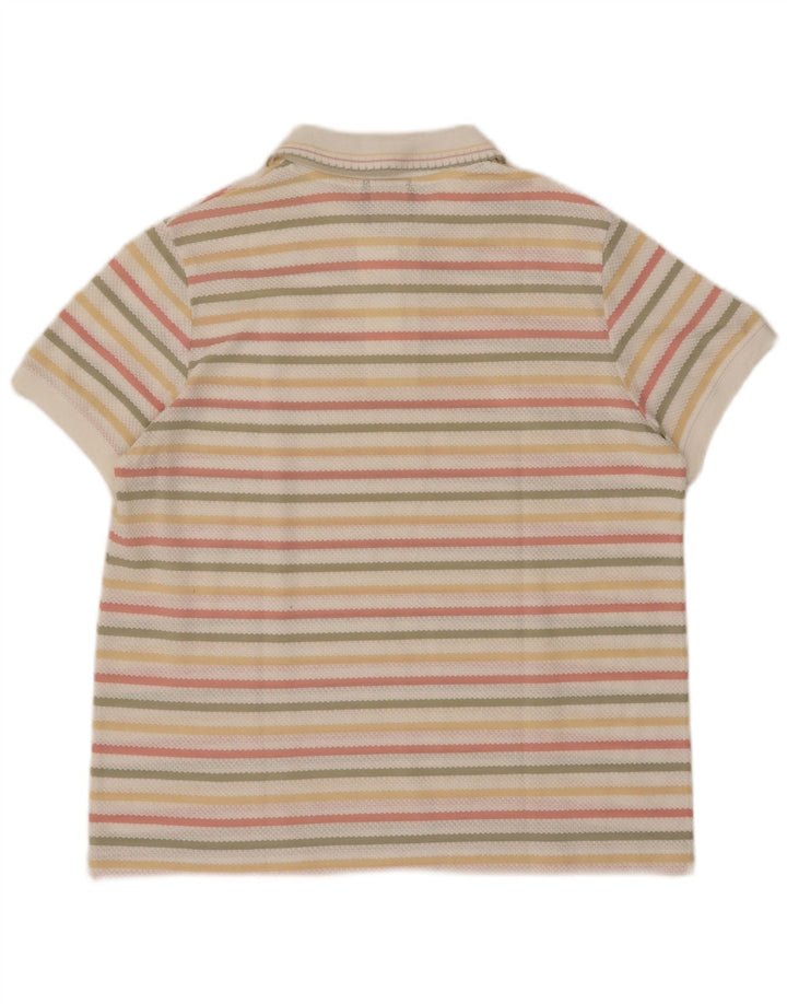 Sweter damski w stylu vintage, z dekoltem polo, UK 14, w średnie, wielokolorowe paski