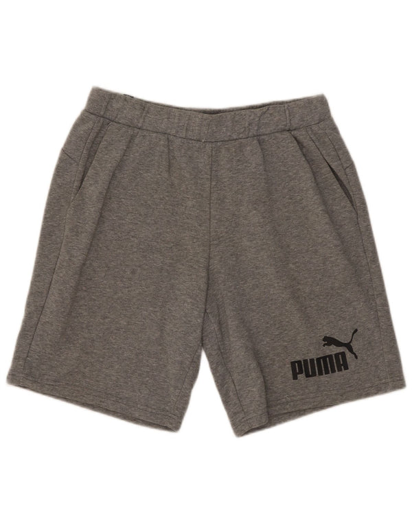 Męskie spodenki sportowe Puma z grafiką, średnioszare, bawełniane w cętki