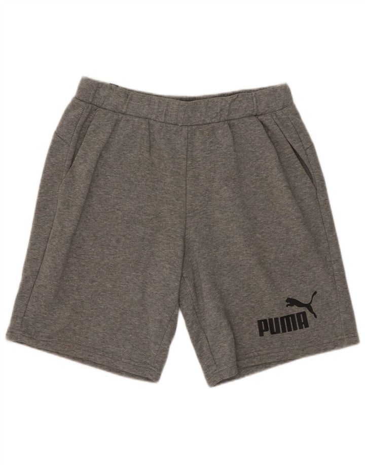 Męskie spodenki sportowe Puma z grafiką, średnioszare, bawełniane w cętki