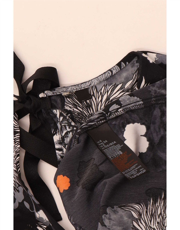 Damska bluzka oversize Topshop UK 6 XS, czarna w kwiaty, poliester