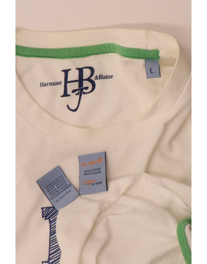 Męski T-shirt z grafiką Harmont & Blaine, duży, biały, bawełniany
