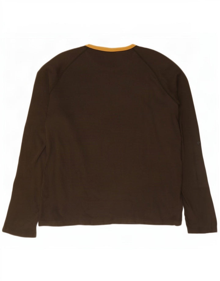 Męski top z grafiką Woolrich z długim rękawem 2XL, brązowa bawełna