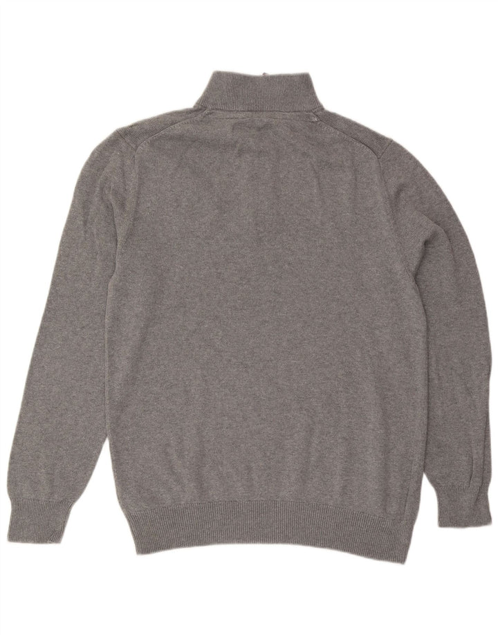 Crew Clothing Męski sweter z zamkiem błyskawicznym, duży, szary, bawełniany
