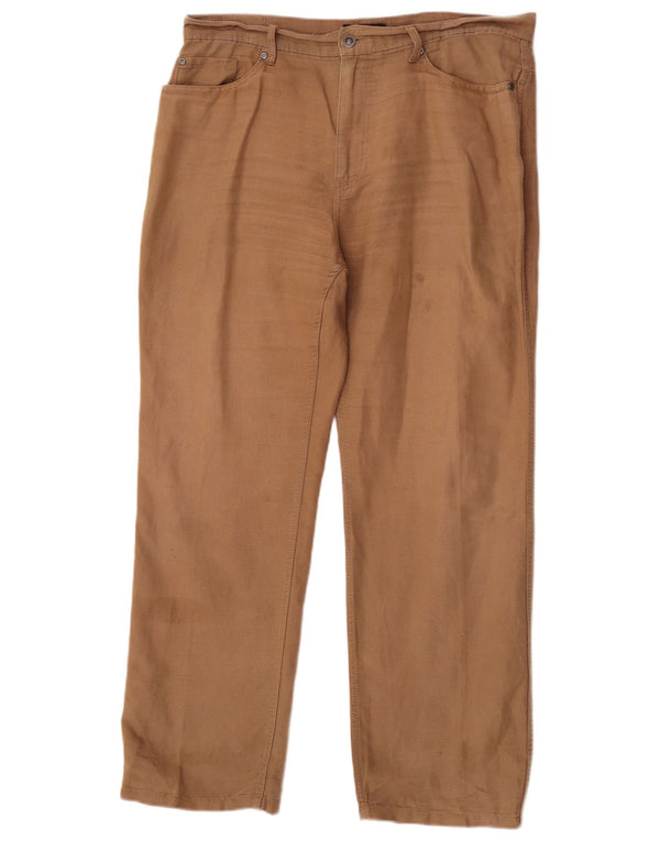 Męskie spodnie codzienne Marks & Spencer Blue Harbor Straight W34 L29 brązowe